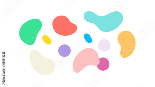 Colorful organic shapes scattered abstract blobs