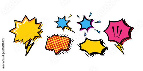 Comic style speech bubbles with vibrant colors explosion