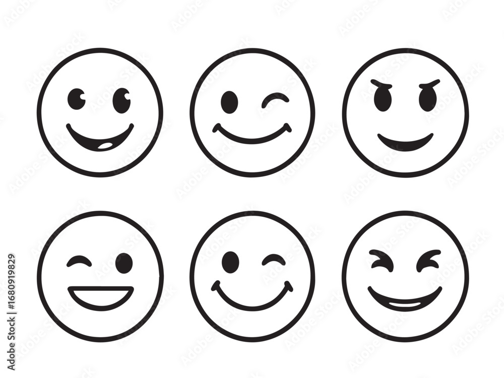 Fototapeta premium smiling emoji face Line Art Illustration