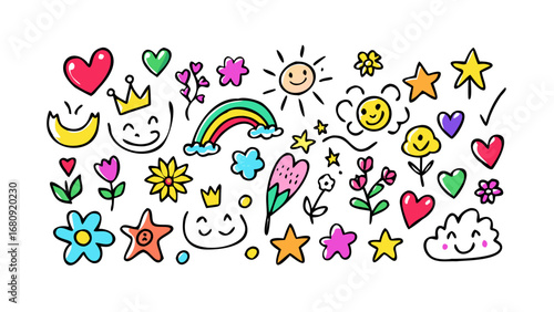 Fun rainbow and star doodles stars hearts
