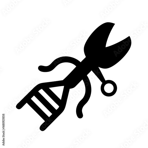 Vector art of dna scissor, representing genetic engineering, biotechnology, and scientific research in molecular biology with crispr technology
