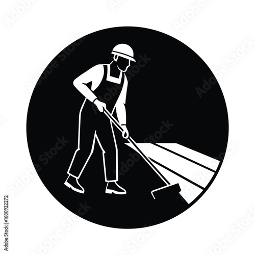 Worker Paving Road Vector Design