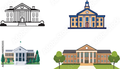 Set of houses vector illustration city buildings street architecture design icons