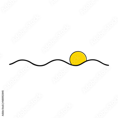 Vector art of minimalist sun over wavy line