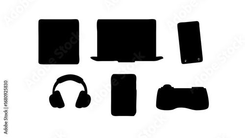 Minimalist black silhouette of a person in a yoga pose