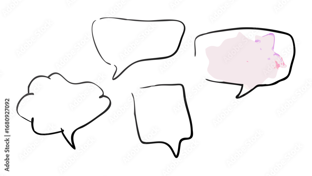 Fototapeta premium Pastel speech bubbles and shapes thought bubble conversation