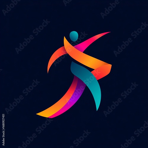 Fitness App Logo Featuring a Stylized Human in Dynamic Pose