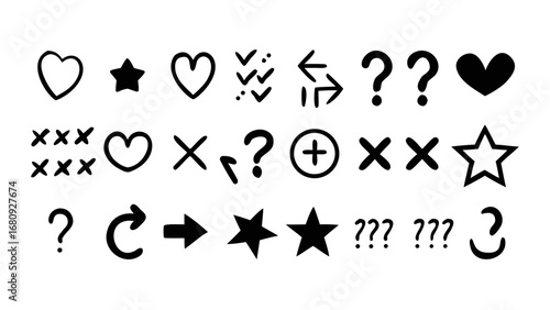 Playful Hand Drawn Symbols and Icons heart star