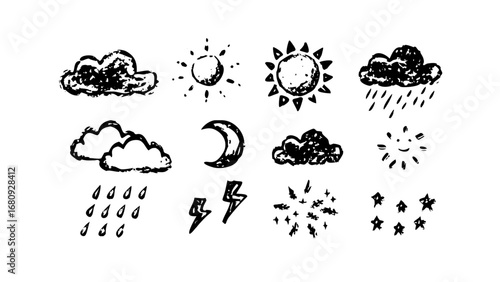 Retro Sun and Cloud Weather vintage