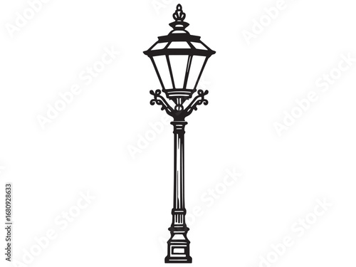 Vintage street lamp Line Art Illustration