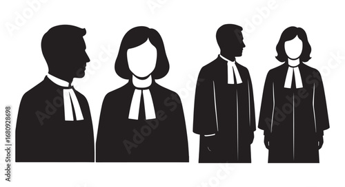 Male and Female Lawyer silhouette vector set