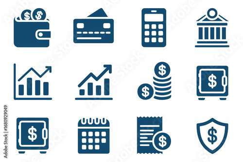 Personal Finance Icon Set, Budget, Savings, Expense Icons