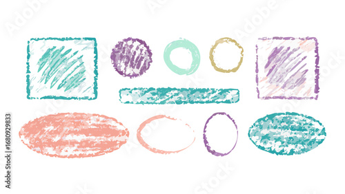 Textured crayon shapes in pastel colors pink