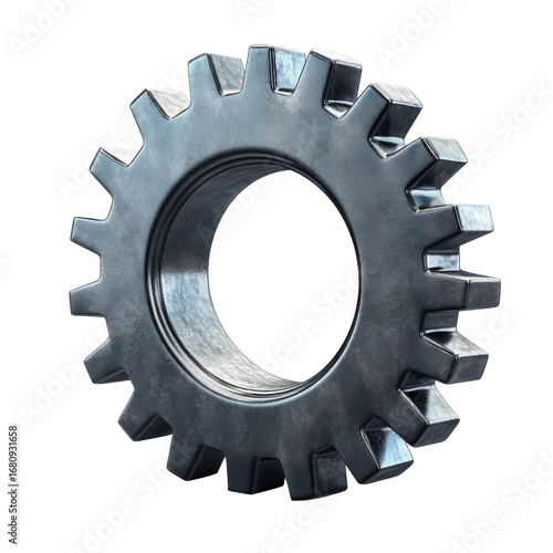 Metal gear with intricate teeth showcasing industrial design and mechanical engineering principles for various applications on transparent background