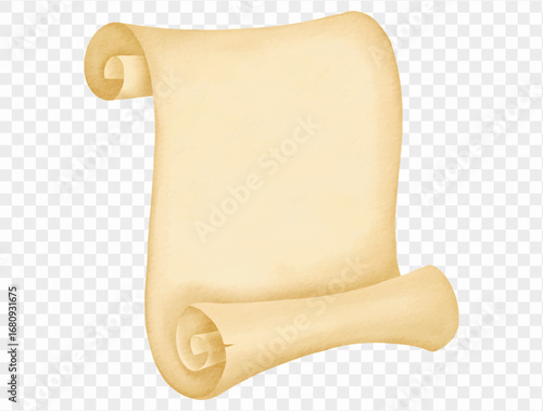 Watercolor rolled antique parchment scroll illustration Vector.