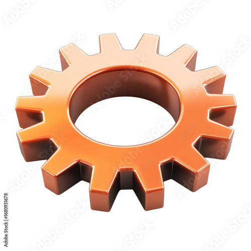 3d rendering of a single orange gear a symbol of mechanics engineering and industry perfect for design projects and illustrations on transparent background