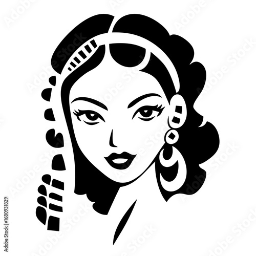 Indian Woman Portrait Abstract Illustration