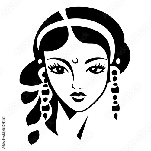 Indian Woman Portrait Abstract Illustration