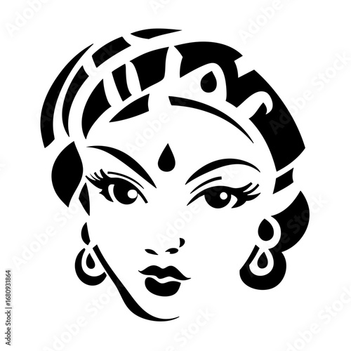 Indian Woman Portrait Abstract Illustration
