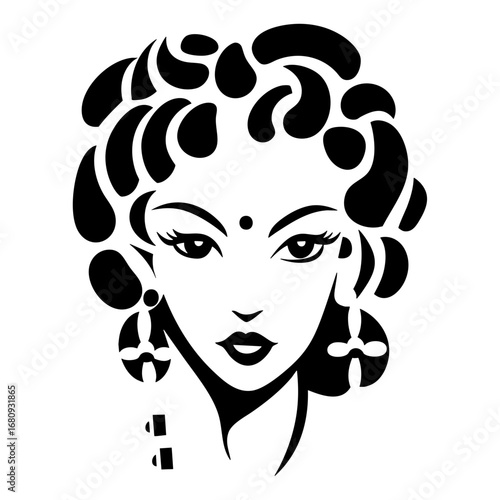 Indian Woman Portrait Abstract Illustration