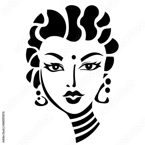 Indian Woman Portrait Abstract Illustration