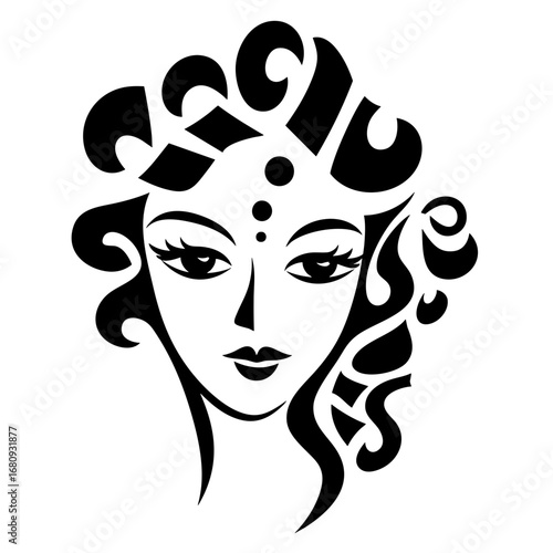 Indian Woman Portrait Abstract Illustration