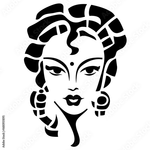 Indian Woman Portrait Abstract Illustration