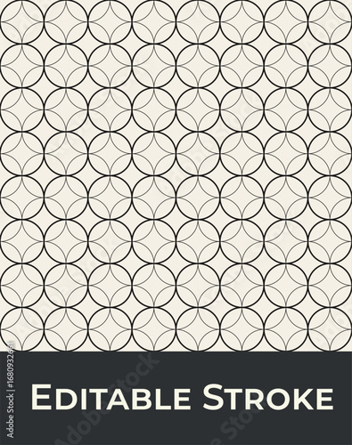 seamless geometric circle round pattern, editable stroke