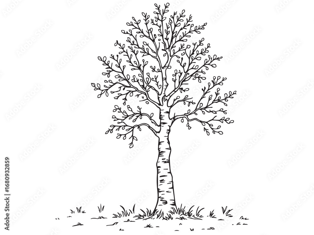 Obraz premium Tree Line Art Illustration