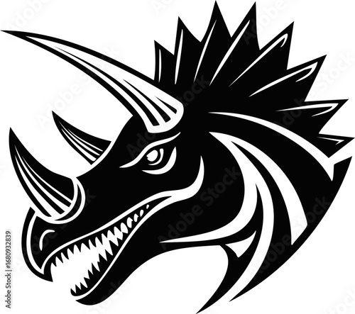 Ankylosaurus Dinosaur Animal Vector Logo in Black and White, Minimalist Style, Ideal for Wildlife Branding, Nature Illustration, and Distinct Animal Identity

