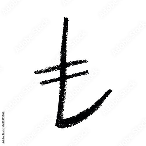Hand drawn turkish lira currency symbol. Brush stroke doodle. Single element for design