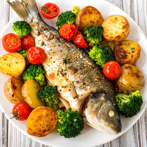 Roasted fish with vegetables