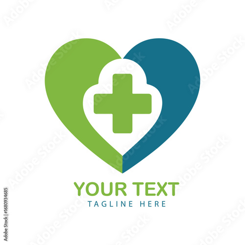 Medical Logo Design with Heart and Cross Symbol