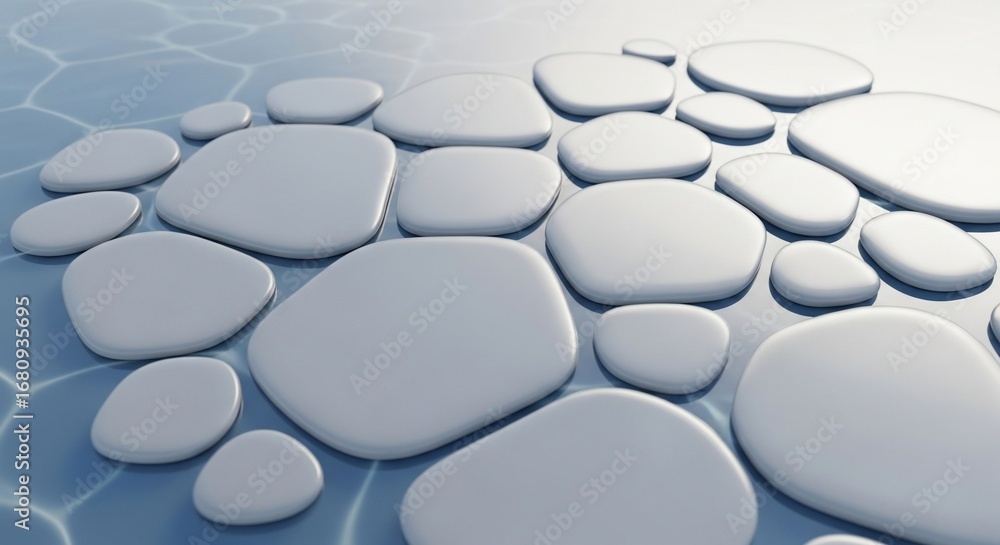 Obraz premium Abstract image of smooth rounded stones on a blue surface.