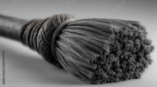 Detailed monochrome view of a tightly wound and knotted textile structure