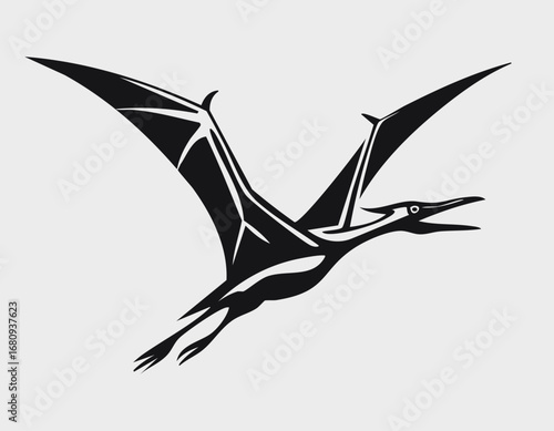 Pteranodon Animal Dinosaur Vector Logo in Black and White, Clean and Minimalist Design, Ideal for Wildlife Branding, Nature Illustration, and Unique Animal Identity
