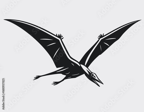Pteranodon Dinosaur Animal Vector Logo in Black and White, Minimalist and Simple Design, Perfect for Wildlife Branding, Nature Illustration, and Unique Animal Identity

