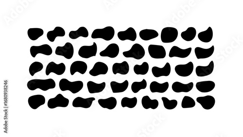 Black irregular alphabet letter A shapes irregular shapes