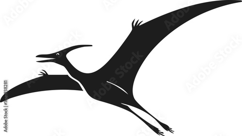 Pteranodon Dinosaur Animal Vector Logo in Black and White, Minimalist and Simple Design, Perfect for Wildlife Branding, Nature Illustration, and Unique Animal Identity
