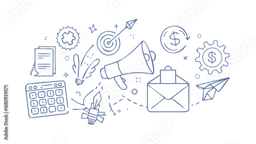 Business concept doodles finance marketing