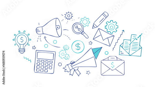 Business concept doodle elements finance marketing