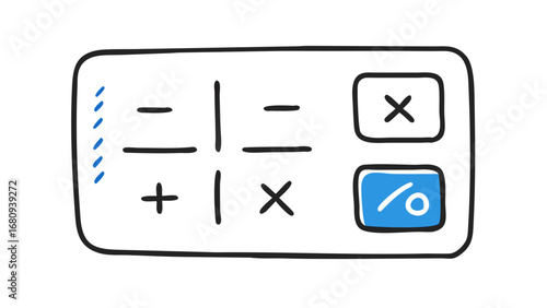 Calculator doodle with math symbols flat