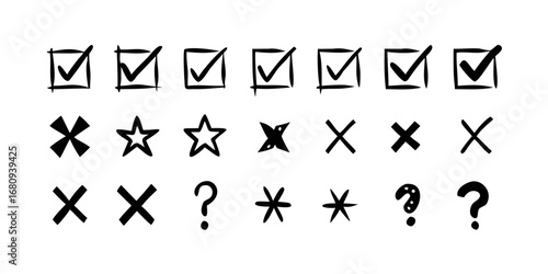 Checkmark and Cross Symbols x mark question mark