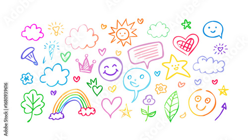 Cheerful doodle elements colorful icons