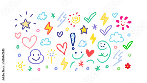 Colorful doodle elements abstract shapes