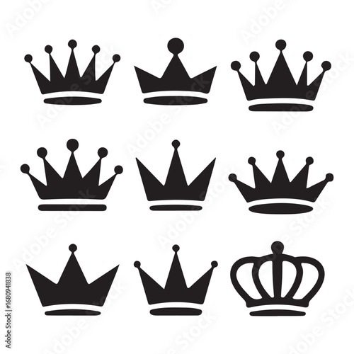 Royal Crown Set Vector Art, King and Queen Symbol Icons