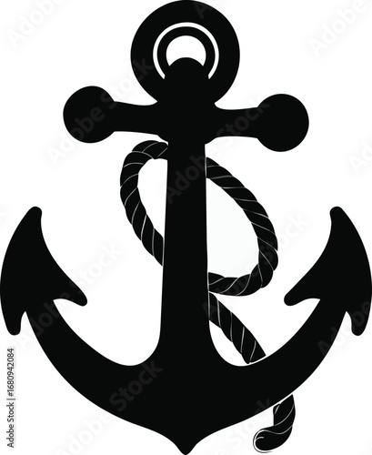 Nautical maritime anchor symbol with rope detail graphic maritime symbol nautical marine nautical gear symbol silhouette