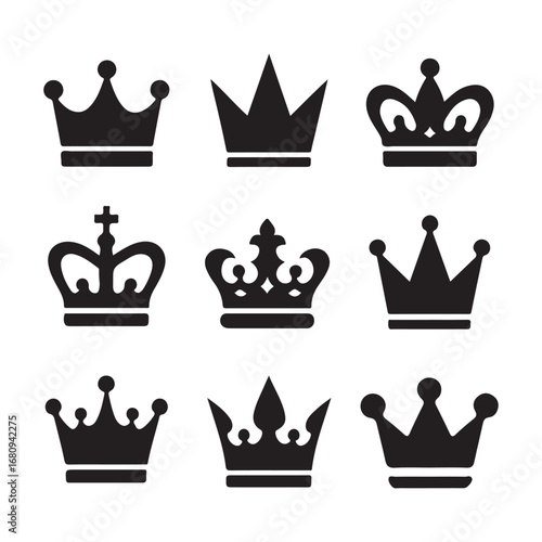 Royal Crown Set Vector Art, King and Queen Symbol Icons