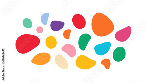 Colorful organic shapes scattered abstract blob