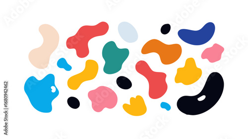 Colorful organic shapes scattered abstract blob